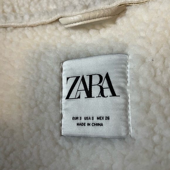 NWOT Zara winter white fur lined biker jacket. - Picture 11 of 11